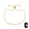 Simple Style Cross Star Heart Shape Copper Plating Inlay Zircon 18k Gold Plated Bracelets