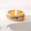 Wholesale Fashion Geometric Leaf Copper Gold Plated Zircon Open Ring 1 Piece