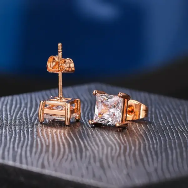 Wholesale Simple Style Square Copper Inlay Zircon Ear Studs 1 Pair