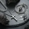 Wholesale Jewelry Original Design Cross Titanium Steel Plating Jewelry Set Cuban Link Chain Curb Chain