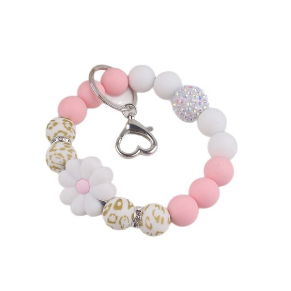 oly-fe748b95c4104e1af46d27cec2b7795a Wholesale Spot Amazon Silicone Food Grade Silicone Bead Bracelet Spring and Summer Daisy Wrist Keychain Pendant Bracelet