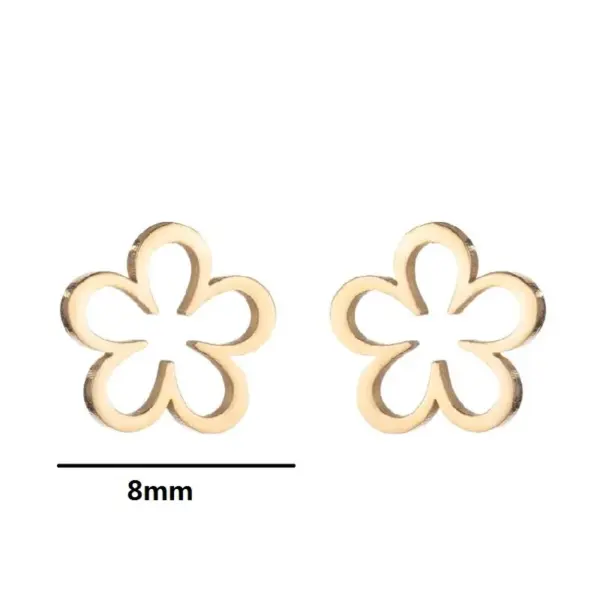 PVD Coated 18K Gold Real Gold Plated Flower 304 Stainless Steel Fashion Waterproof Non Tarnish Ear Studs
