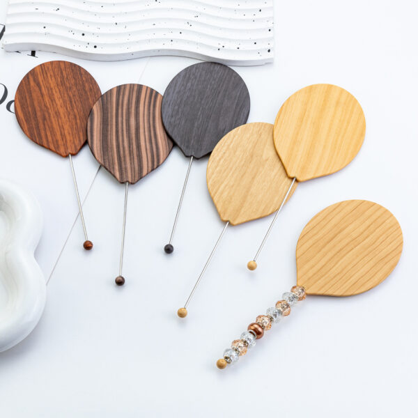 Wholesale New DIY Beaded Oval Wood Grain Mirror Handheld Makeup Mirror Single-Sided Makeup Mirror Plastic Portable Small Mirror