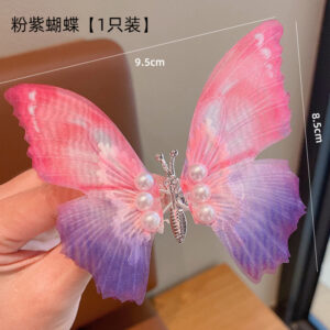 Pink and purple butterfly hairpin