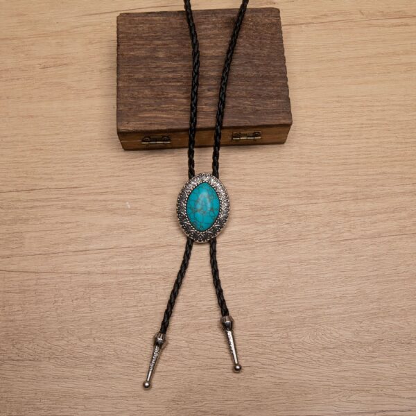 Wholesale Bohemia Blue Pine Stone Men's Bolo Tie Necklace