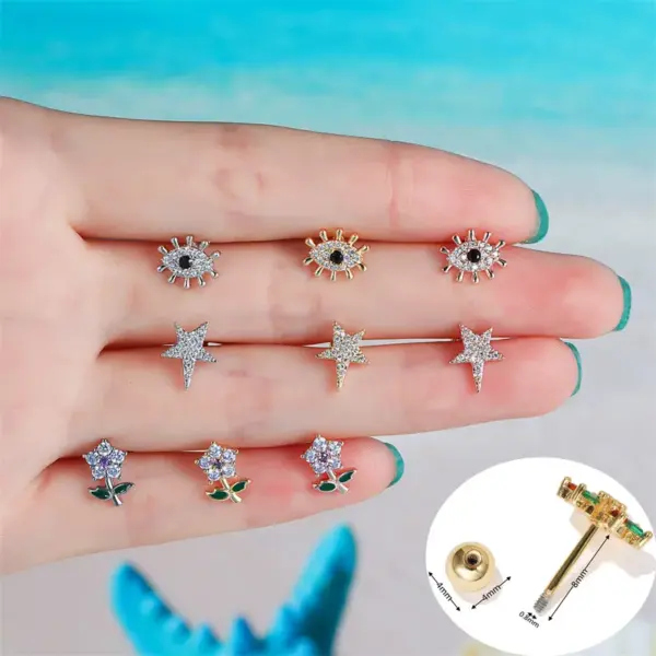 Wholesale Ear Cartilage Rings & Studs Sweet Star Brass Gem