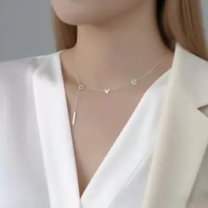 X017-LOVE-Necklace-Steel Color