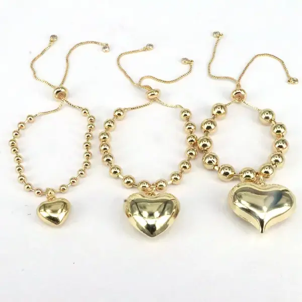 Wholesale Simple Style Heart Shape Copper Plating Gold Plated Bracelets