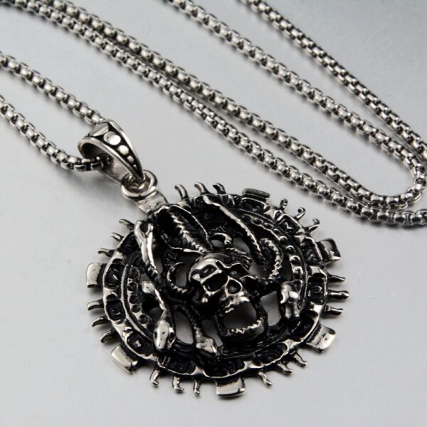 Wholesale Europe, America, Japan and South Korea Couple Ghost Hand Skull Pendant Necklace Personality Casual Fashion Titanium Steel Jewelry Cross-border Supply