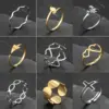 Wholesale Jewelry Fashion Geometric 201 Stainless Steel 18K Gold Plated Plating Open Ring