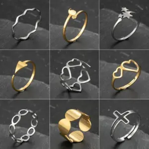 Wholesale Jewelry Fashion Geometric 201 Stainless Steel 18K Gold Plated Plating Open Ring