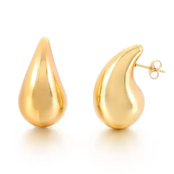 Wholesale Explosions Fashion Stainless Steel Hollow Fat Water Drop Earrings High Sense Joker Titanium Steel Earrings Wholesale