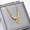 Wholesale 18K Gold Plated Real Gold Plated Tree Heart Shape Titanium Steel Casual Vintage Style Waterproof Non Tarnish Titanium Steel