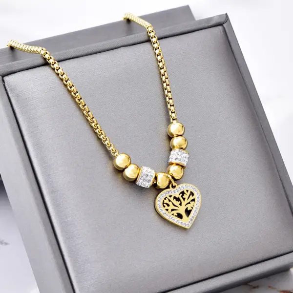 Wholesale 18K Gold Plated Real Gold Plated Tree Heart Shape Titanium Steel Casual Vintage Style Waterproof Non Tarnish Titanium Steel