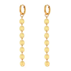 Snowflake Long Chain Earrings-Gold
