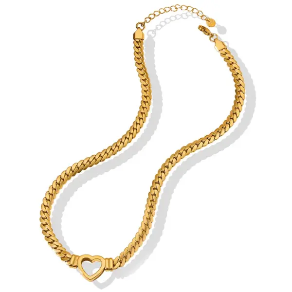 Wholesale Jewelry Retro Heart Shape 304 Stainless Steel 16K Gold Plated White Gold Plated Gold Plated Plating Stainless Steel Necklaces