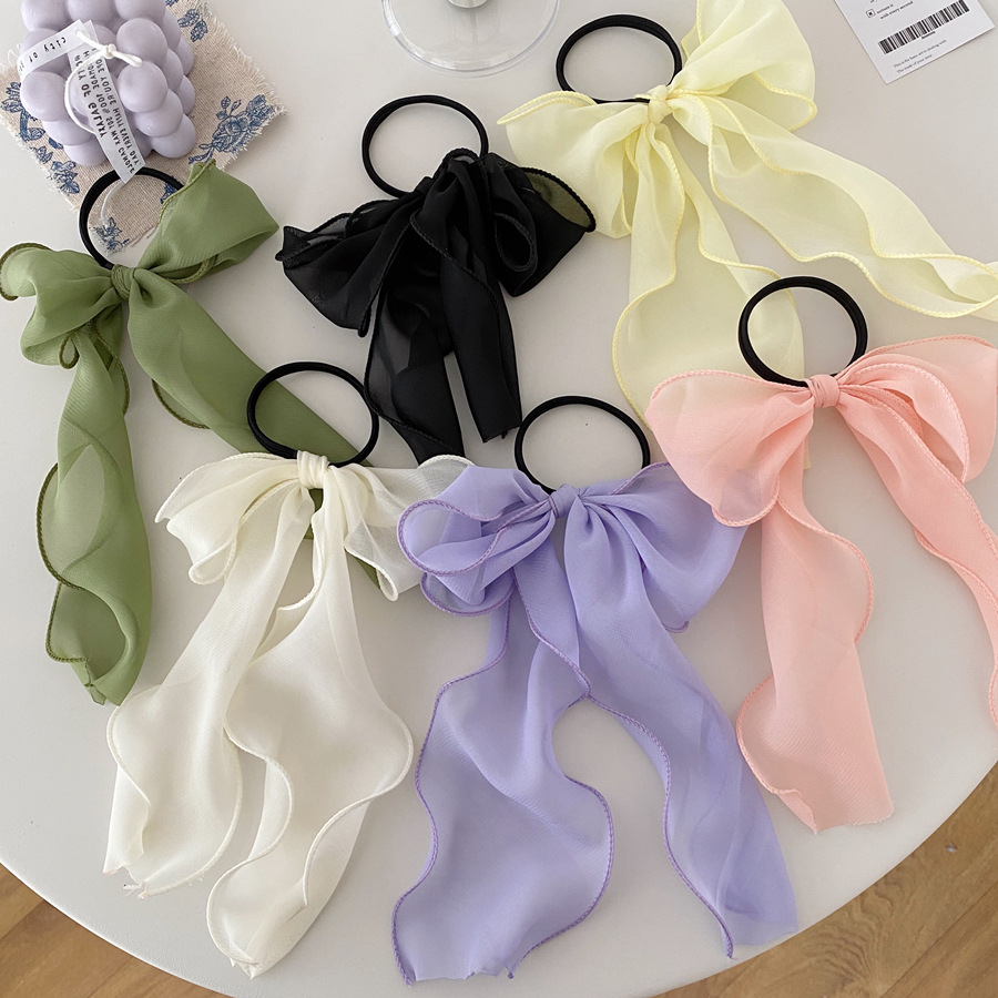 Wholesale Summer New Ser Fairy Big Bow Lace Hair Rope Fairy Wind Knot Long Ribbon Head Rope Internet Celebrant Hair Aessories