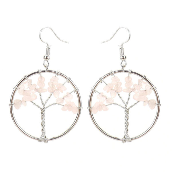 Wholesale Cross-border Hot Sale Natural Stone Earrings Colorful Stone Original Stone Winding Earrings Pendant Handmade Jewelry Mother's Day Gift