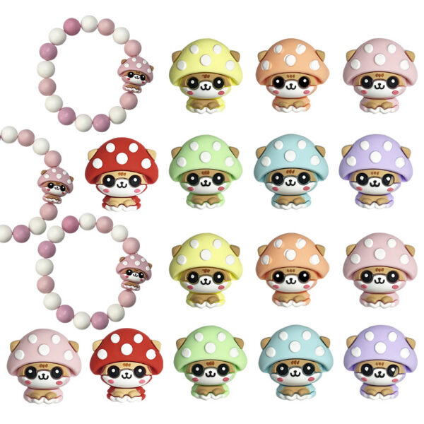 Wholesale 3D Glue Macaron Color Stereo Mushroom DIY Beads