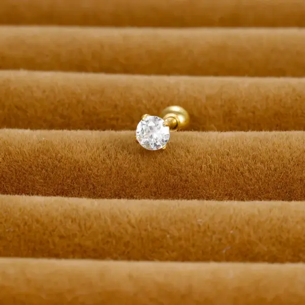 Wholesale 1 Piece Simple Style Round Plating Inlay Stainless Steel Zircon Cartilage Earrings