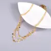 Wholesale PVD Coated 18K Real Gold Plated Conical Rectangle 304 Stainless Steel Waterproof Non Tarnish Inlay Inlaid Necklace