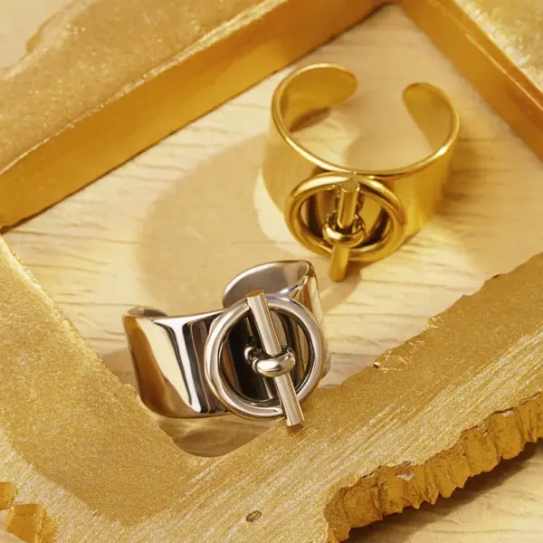 Wholesale Real Gold Plated OT 304 Stainless Steel Modern Style Classic Style Waterproof Non Tarnish Open Rings