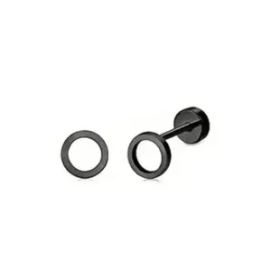 Black / One Size / Hollow Circle Ear Studs
