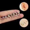 1 Piece 316L Stainless Steel Copper Zircon Ear Cartilage Rings & Studs Heart Shape Waterproof Non Tarnish Surgical Steel