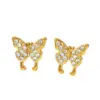 Wholesale 1 Pair Elegant U Shape Four Leaf Clover Heart Shape Titanium Steel 18K Gold Plated Ear Studs