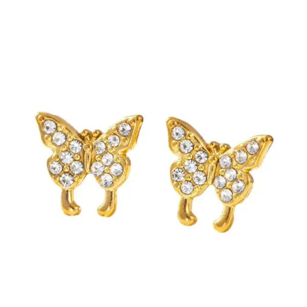 Wholesale 1 Pair Elegant U Shape Four Leaf Clover Heart Shape Titanium Steel 18K Gold Plated Ear Studs