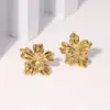 304 Stainless Steel Flower PVD Coated 18K Real Gold Plated 18K Gold Sweet Simple Style Waterproof Non Tarnish Plating Ear Studs