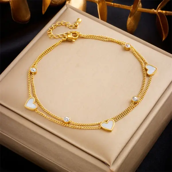 Wholesale Jewelry Simple Style Heart Shape Butterfly Titanium Steel Anklet