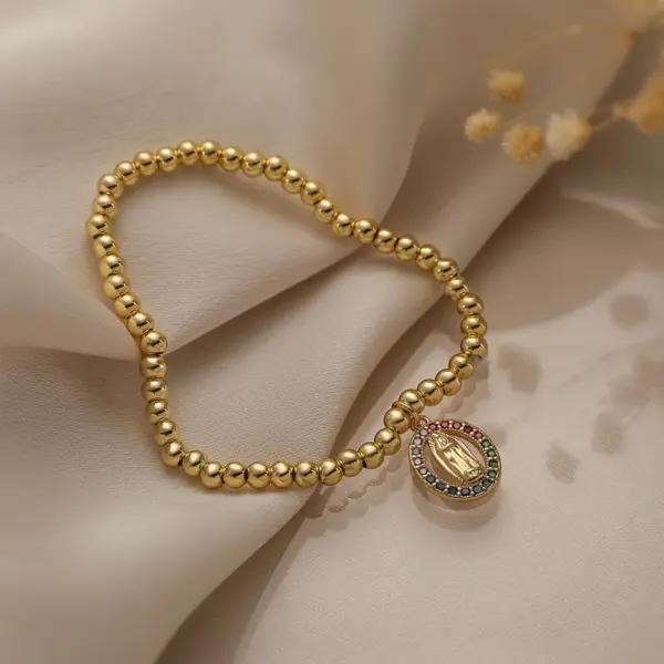 Wholesale Vintage Style Simple Style Cross Copper 18k Gold Plated Zircon Bracelets In Bulk