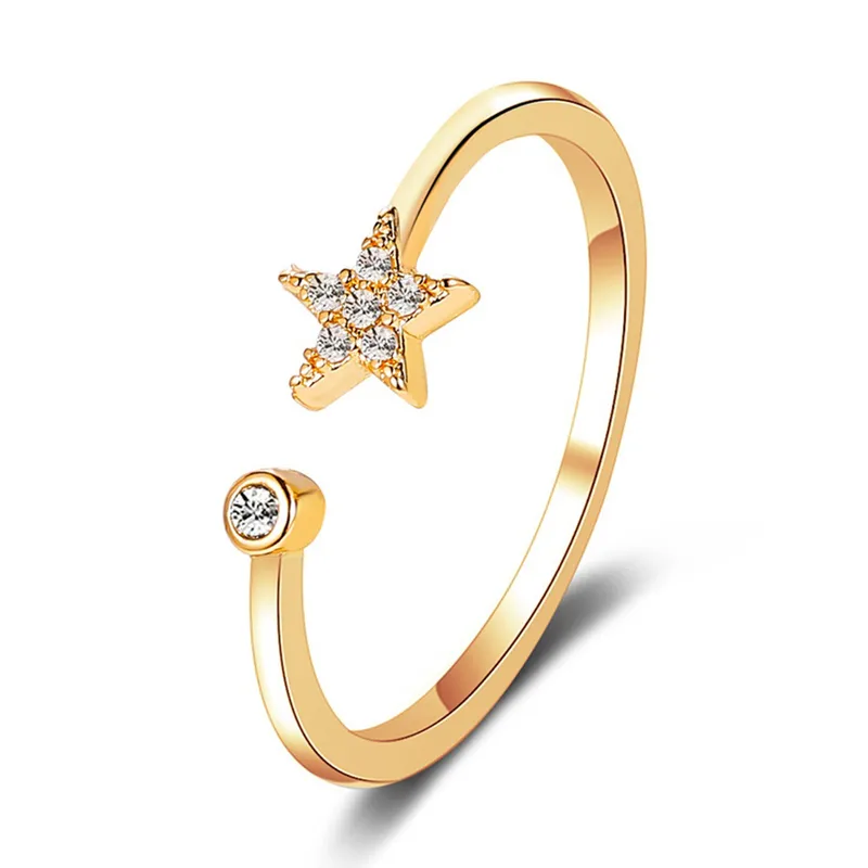 Wholesale Copper Plating Pentagram Artificial Gemstones Copper Rings