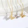Wholesale Water Plating Vacuum Plating 18K Gold Plated Geometric Letter Flower Titanium Steel Modern Style Sweet Classic Style Titanium Steel Pendant Necklace