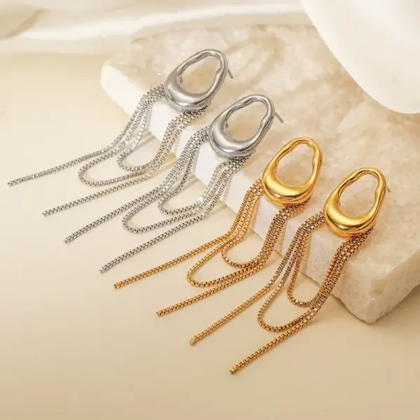 Vacuum Plating Geometric 304 Stainless Steel Simple Style Commute Drop Earrings