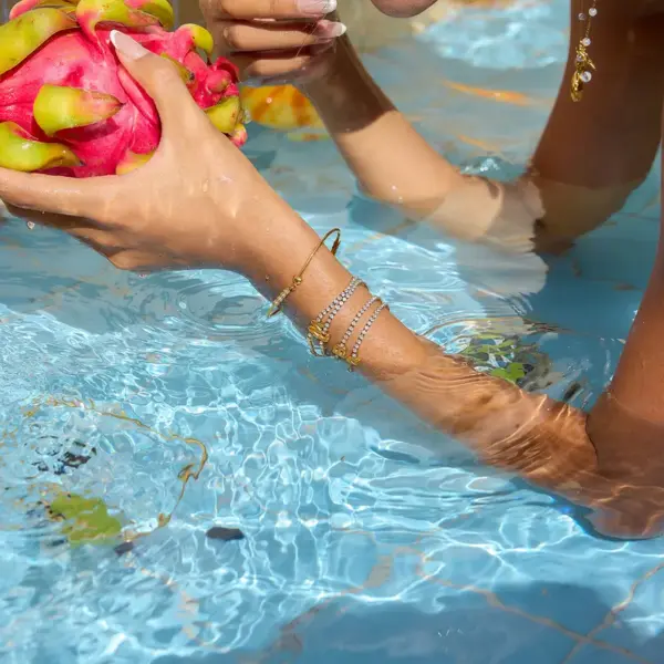 304 Stainless Steel Letter PVD Coated Real Gold Plated Classic Style Waterproof Non Tarnish Tennis Chain Lobster Trigger Clasp Closure Bracelets