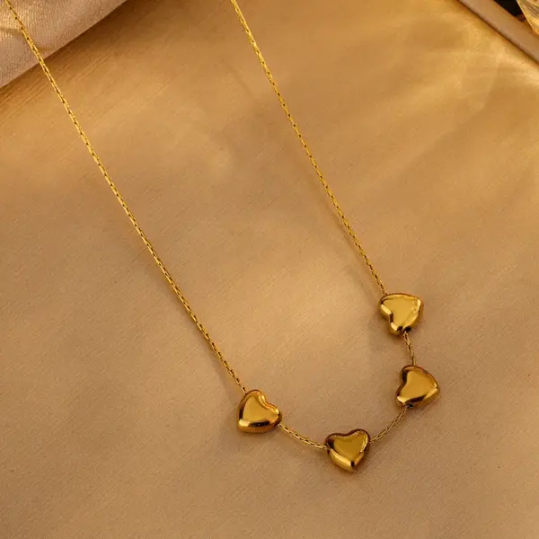 oly-fee421a04cad88f41e4794dd7f7602ea Wholesale Ion Plating (IP) 18K Gold Plated Heart Shape 304 Stainless Steel Princess Classic Style Waterproof Non Tarnish 304 Stainless Steel Pendant Necklace