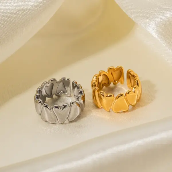 Wholesale 304 Stainless Steel Solid Color PVD Coated 18K Gold Plated Real Gold Plated IG Style Waterproof Non Tarnish Plating Open Rings