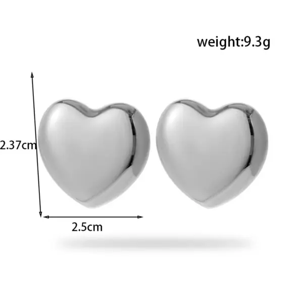 PVD Coated Heart Shape 304 Stainless Steel French Style Simple Style Waterproof Non Tarnish Jewelry Set