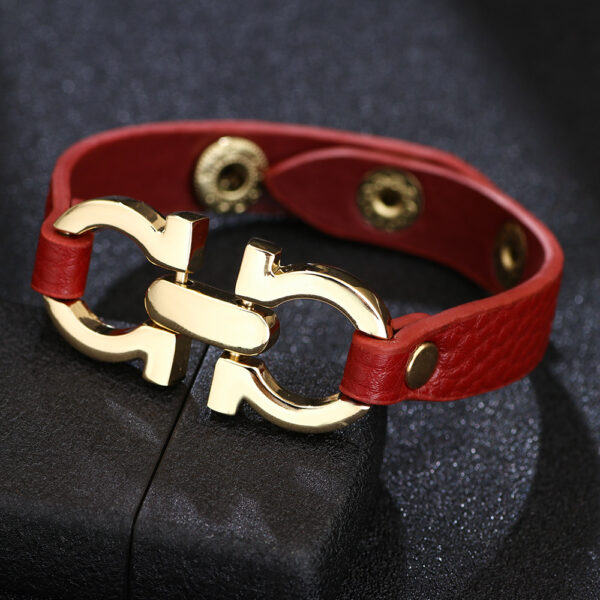 Wholesale PU leather alloy geometric leather personalized bracelet