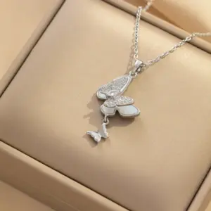378 Steel Light Luxury Butterfly Necklace
