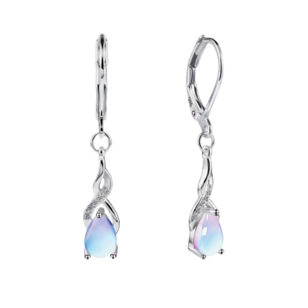 Wholesale Fashion Moonstone water drop earrings long tassel Super fairy pear-shaped diamond labradorite personality ear buckle ear jewelry