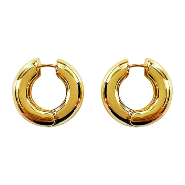 Wholesale 1 Pair Simple Style Commute Round Plating Copper Hoop Earrings