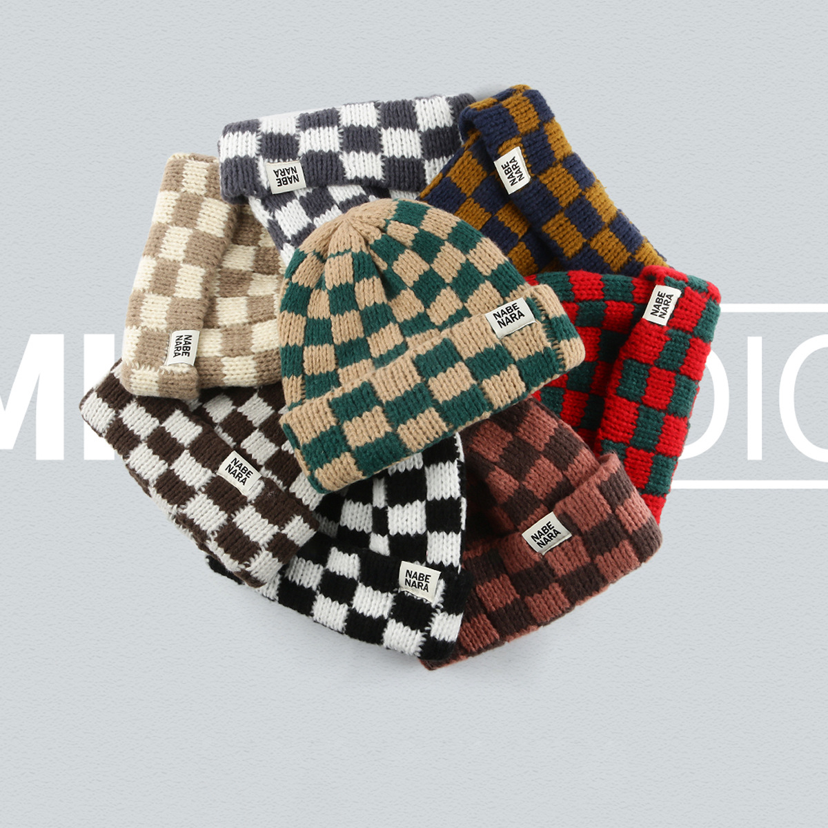 Wholesale Checkered knit hat for women