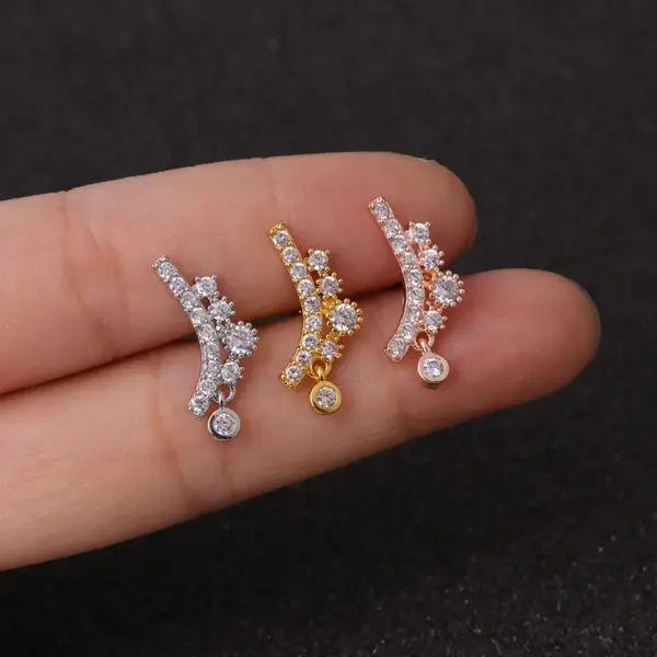 316L Stainless Steel Copper Ear Cartilage Rings & Studs Crown Waterproof Non Tarnish Surgical Steel