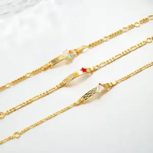 Wholesale Xuping New Drop Oil Series Geometric Square Lightweight Imitation Gold Color Children's Bracelets