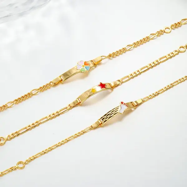 Wholesale Xuping New Drop Oil Series Geometric Square Lightweight Imitation Gold Color Children's Bracelets