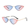 Wholesale New Colorful Frameless Diamond-encrusted Cat's Eye High-end Sense Sunglasses Internet Celebrant Street Shot Show Distinctive Decorative Sunglasses