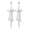Fashion Tassel Heart Shape Bow Knot Imitation Pearl Copper Inlay Rhinestones Drop Earrings 1 Pair